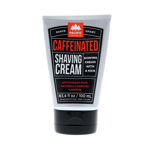 Pacific Shaving Company Caffeinated Shaving Cream - Shea Butter + Spearmint Antioxidant Shaving Cream with Caffeine - Clean Formula for Hydrating, Redness Reducing + Irritation-Free Shave (3.4 Oz)