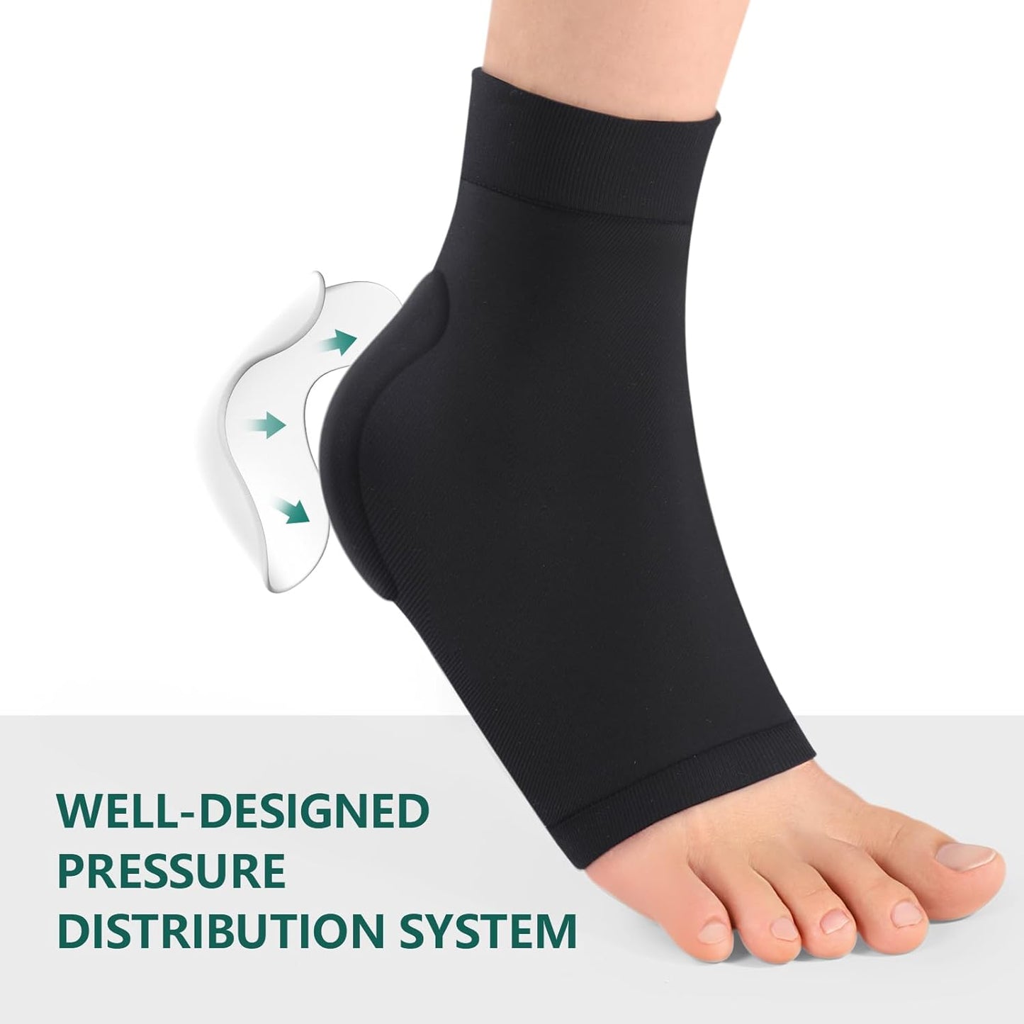 Welnove Achilles Tendonitis Heel Protector Socks - (FSA & HSA) Achilles Tendon Support Compression Socks - Gel Padded Sleeve for Cushion & Protection of Bursitis, Tenderness, Dry Cracked, Regular