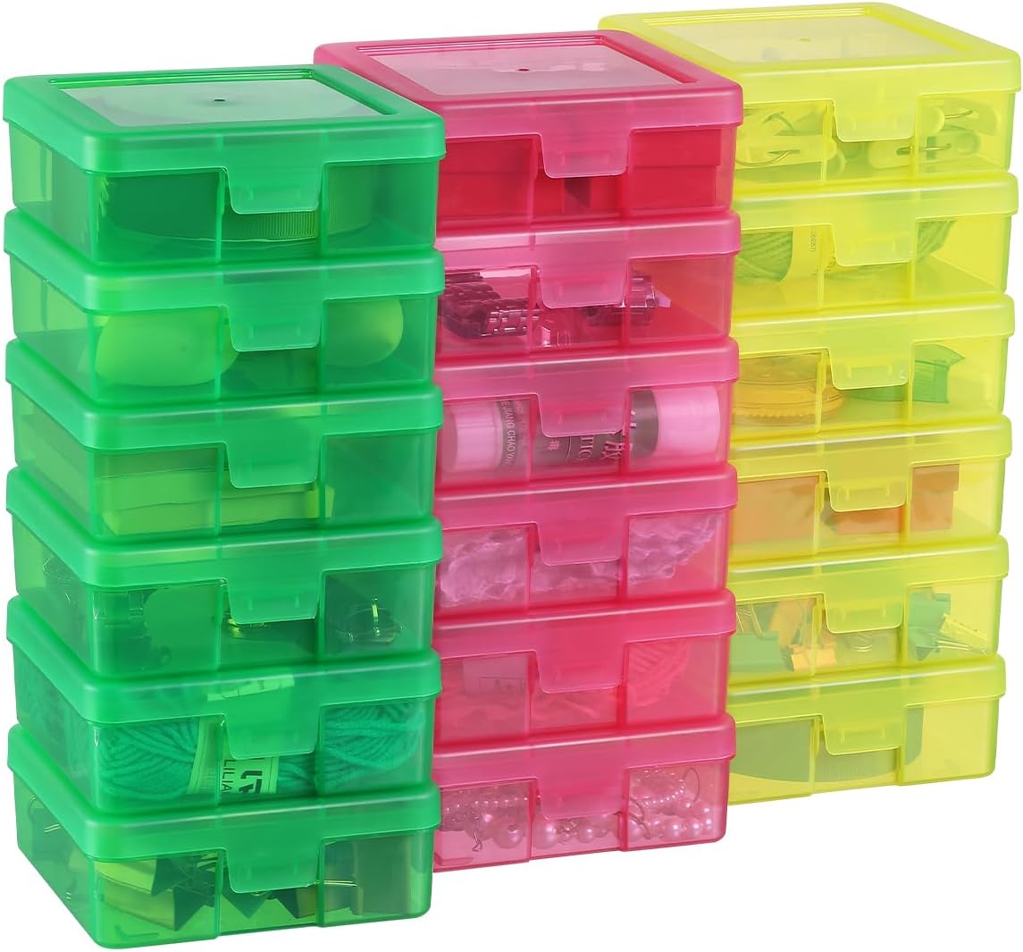 18 Pack Small Plastic Storage Containers Clear Arts & Crafts Storage Boxes & Organizers Stackable Small Containers With Lids For Organizin (Set 3)