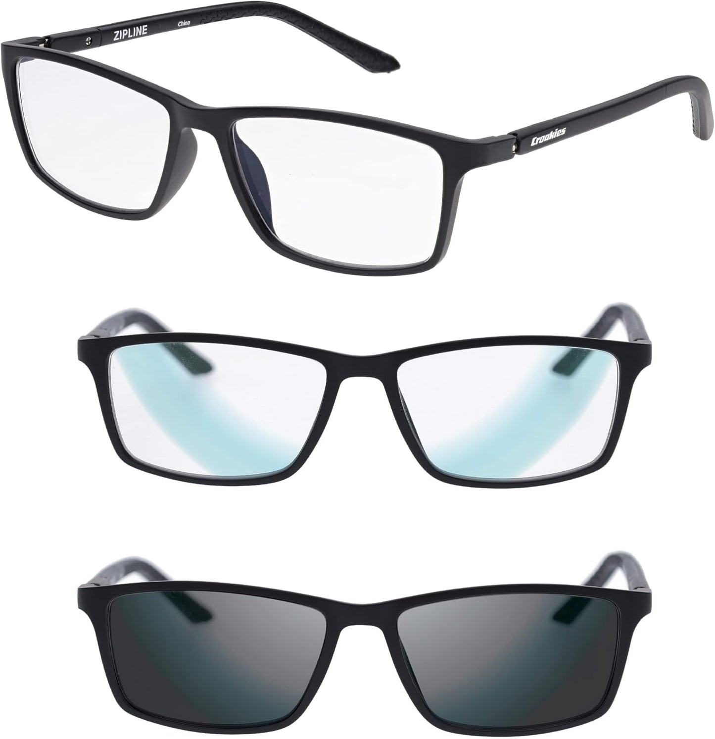 Croakies Zipline Photochromic Eyewear | UV400 Sunglass and Bluelight Protective Eyeglass For Outdoor and HEV Devices | Bundle