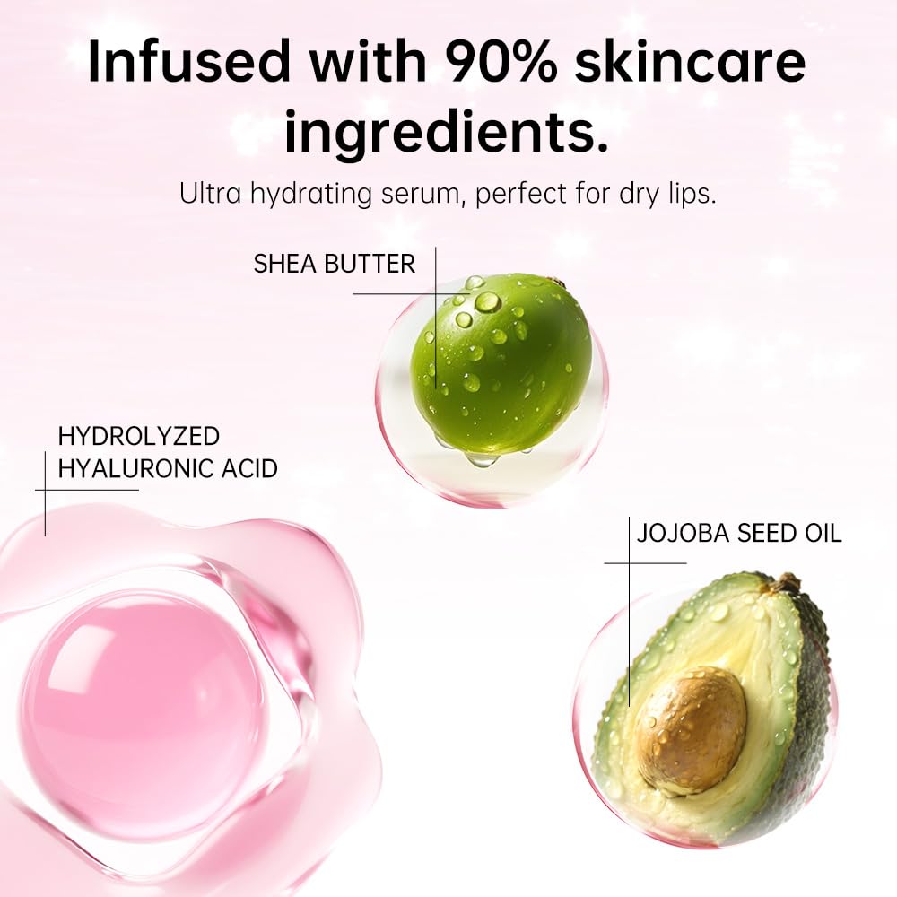 Catkin Lip Plumper Gloss, Tinted Lip Serum with Hyaluronic Acid & Jojoba Oil, Non-sticky Volumizing Hydrating Formula for a High Shine Maximum 3D Look, Plump & Soft Lips 0.12 Fl Oz - C07 Rose Agate