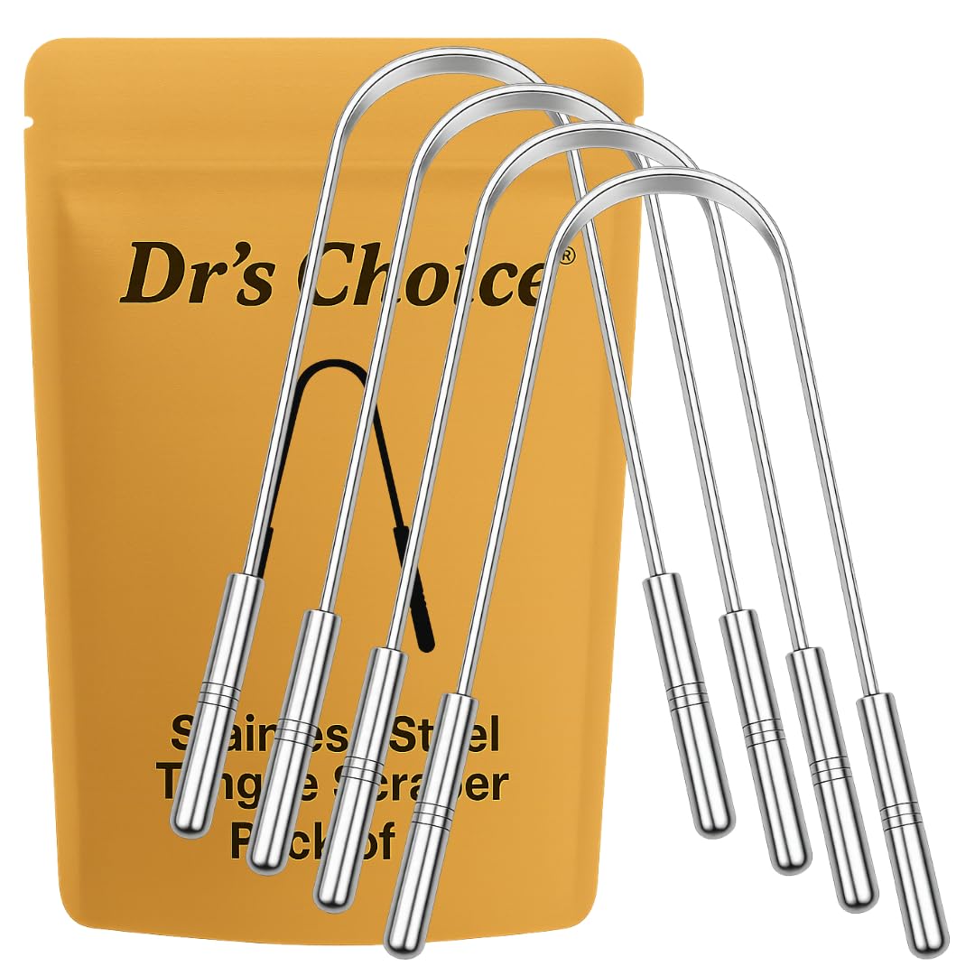 Stainless Steel Tongue Scraper for Adults – Durable, Rust-Resistant Tongue Cleaner with Ergonomic Grip for Daily Oral Care & Fresh Breath – Reusable & Travel-Friendly (Pack Of 4)