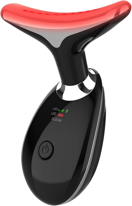 Red-Light-Therapy-for-Face and Neck, 7 Color Light Based Facial Massager, Portable Skin Care Tool (Black)