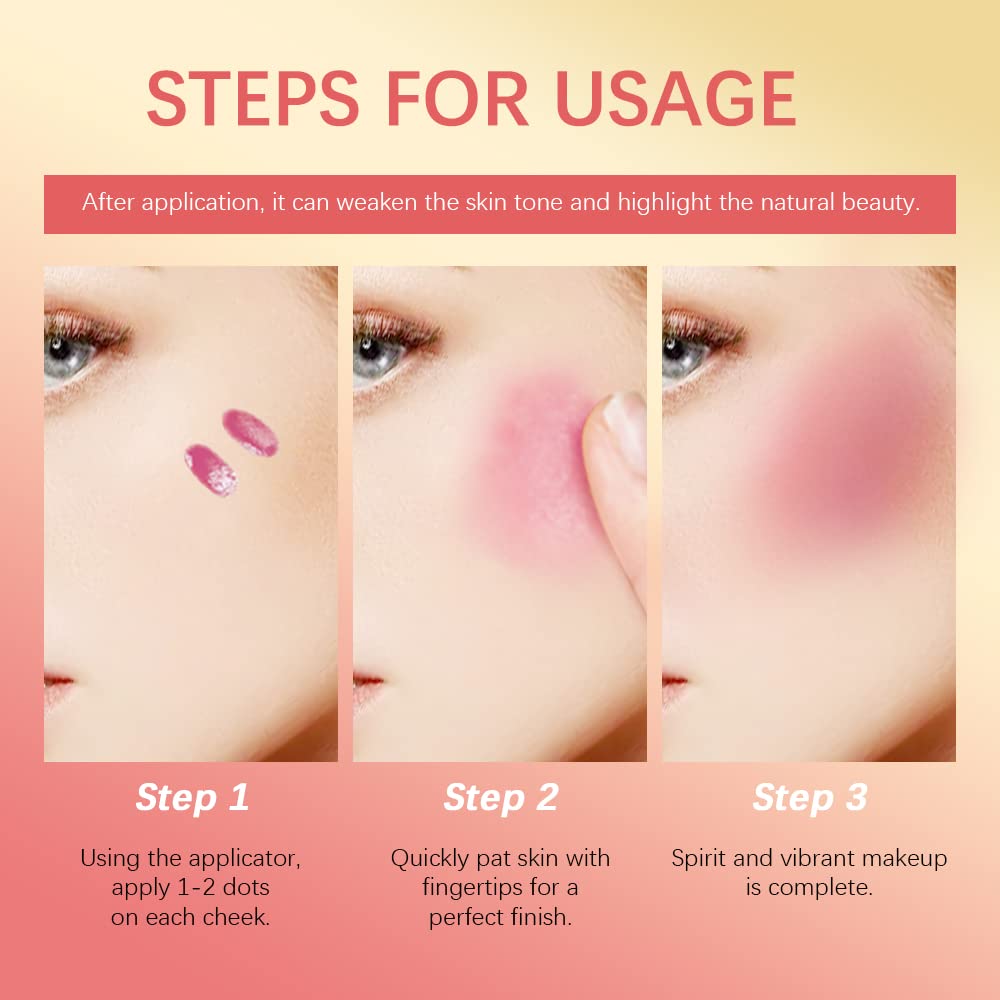 Liquid Blush Stick for Cheeks - Soft Velvet Cream Blush in Pink & Red - Natural-Looking Matte Finish, Waterproof & Long Lasting - Dewy Cheek Tint - Moisturizing & Lightweight Blendable Makeup (3#)