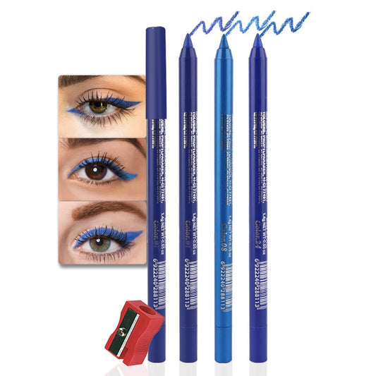 evpct 3Pcs Shimmer Royal Blue & Dark Blue & Royal Blue Gel Glitter Eyeliner Pencils Set for Women Waterproof Smudge Proof lapiz de ojos delineador de ojos contra el agua Eye Liner Makeup 07 08 24