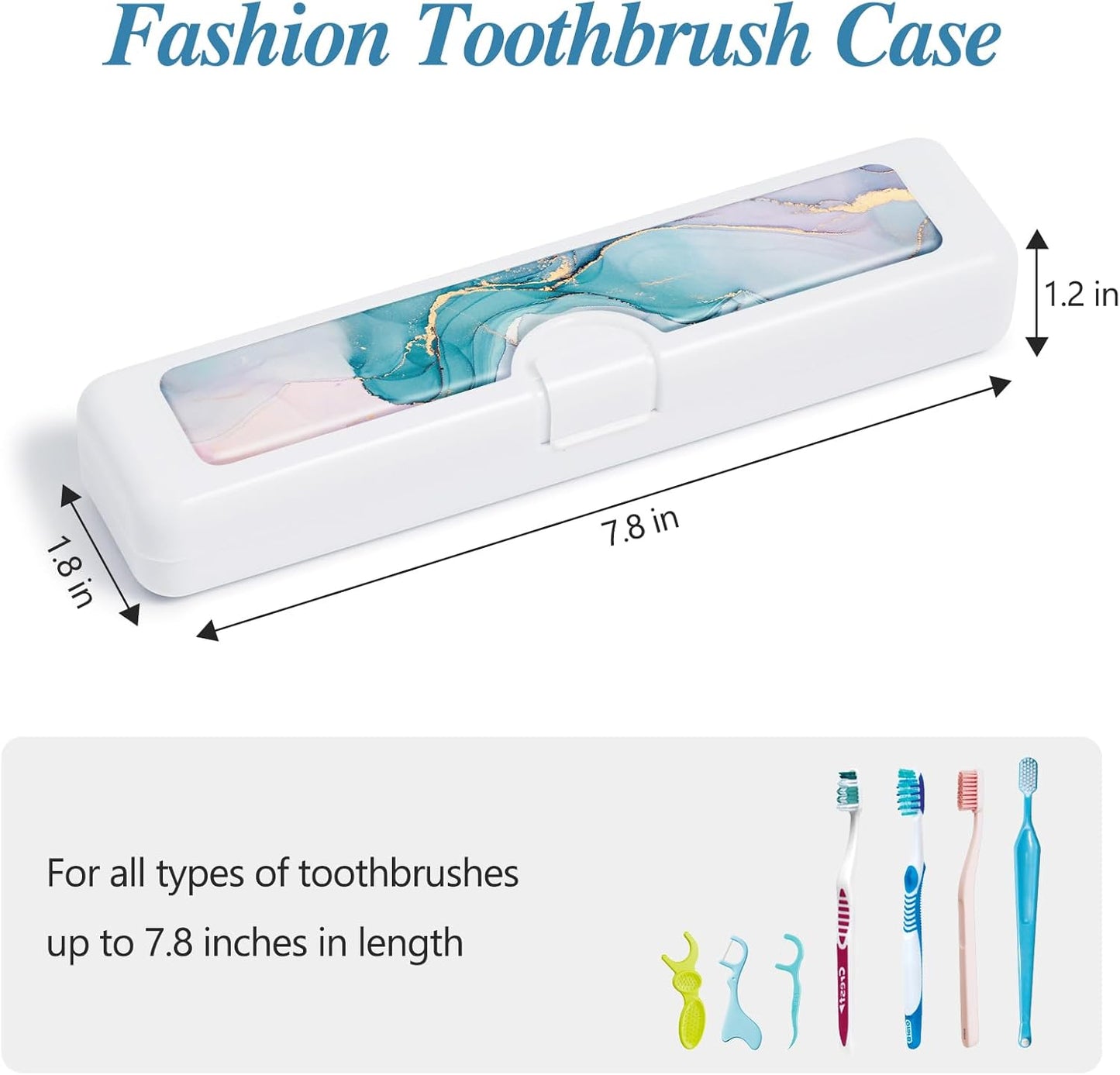 Toothbrush Travel Case - Colorful Pattern, Holder and Covers for Toothbrushes, Includes Tongue Scraper Case
