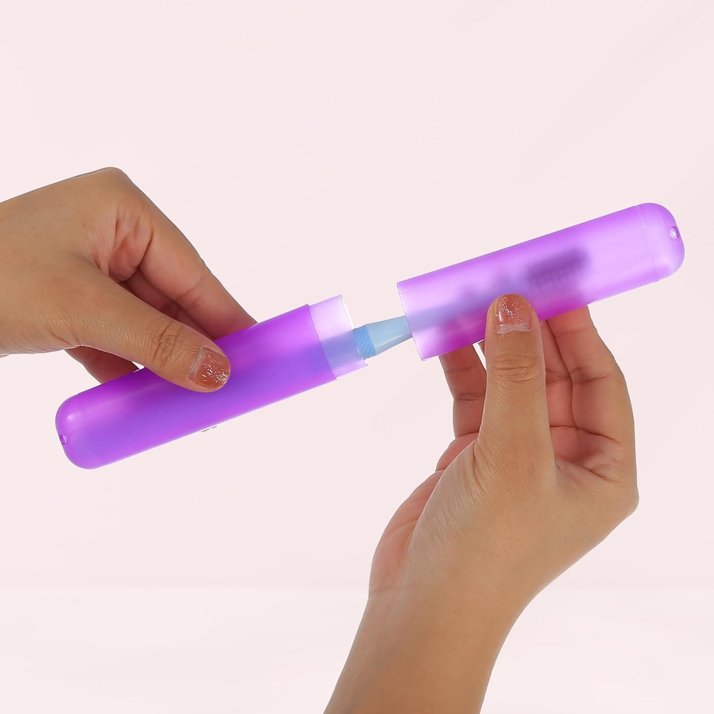 VOCOSTE 2 Pcs, Toothbrush Travel Case, Plastic, Lightweight, Purple, 7.48"x1.06"