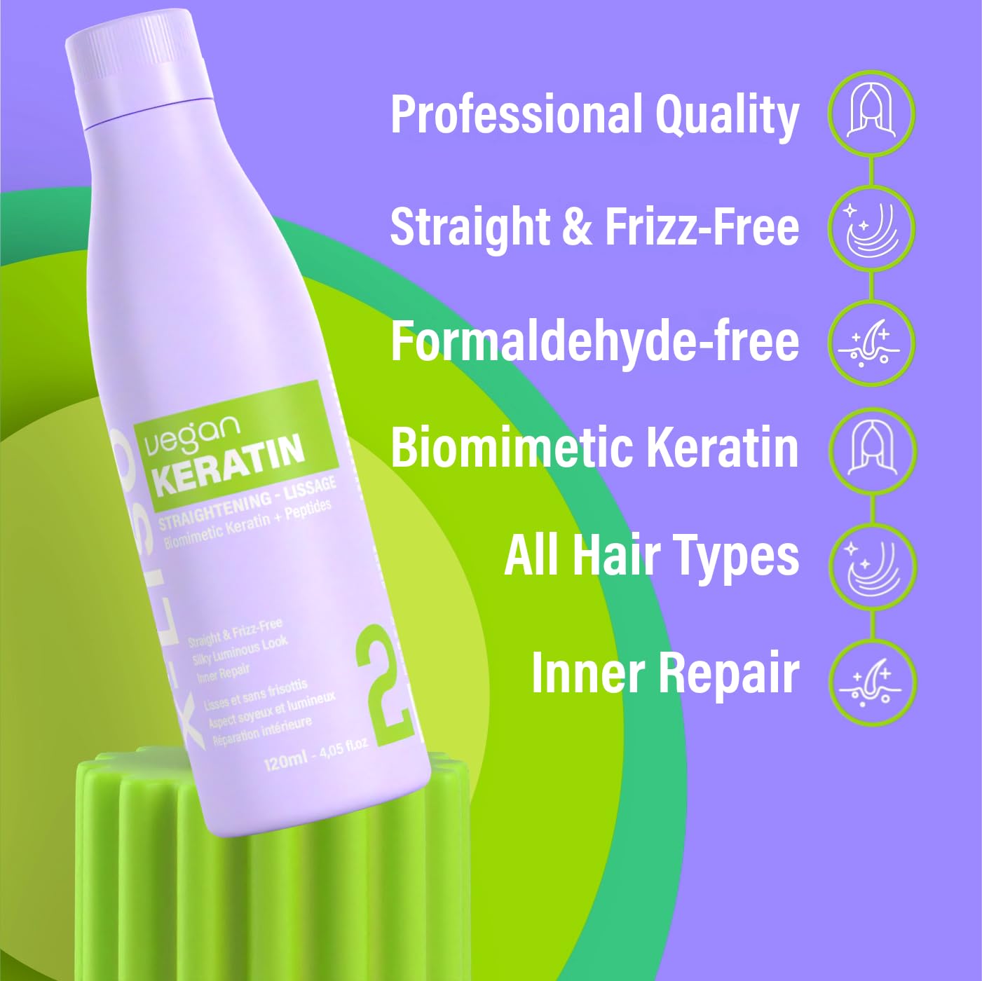 Brazilian Keratin Hair Treatment – Smoothing and Straightening kit, Formaldehyde–free, Frizz-Free – Keratin Treatment at Home | Keratina Para Alisar El Pelo | Alisado Sin Formol