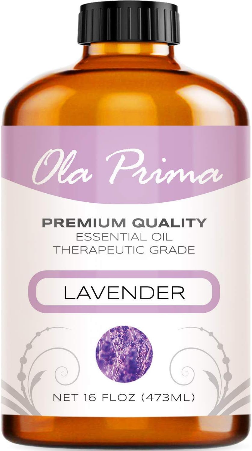 Ola Prima Oils Lavender Essential Oil (16oz Bulk) for Aromatherapy Diffuser, Candle Making & Stress – Therapeutic Grade Aromatherapy Oil