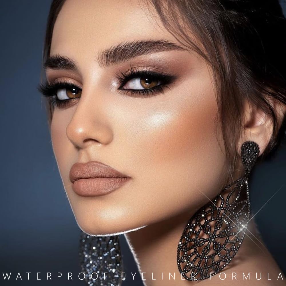 evpct Black Eyeliner Pencils for Eyes, Black Colored Eye Liner Pencil Pen Makeup Waterproof Smudge Proof, Colored Gel Waterline Eyeliner Liquid, Face Eye Paint Stick Lipstick Halloween Makeup 12