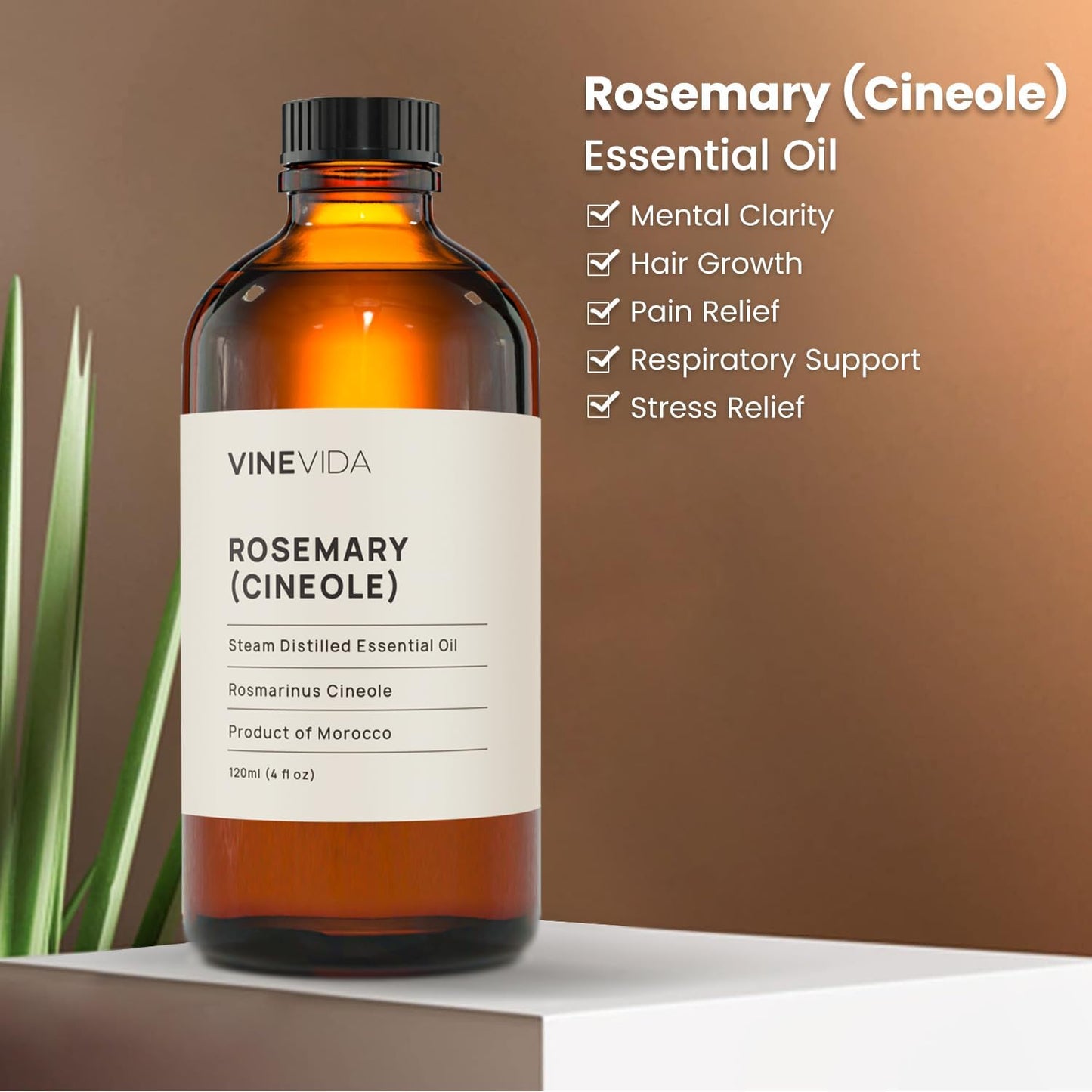 VINEVIDA Rosemary Essential Oil - Undiluted Rosemary Oil - Rosemary Candle Oil Scent - DIY Candle Scents for Candlemaking - Bulk Essential Oil for Soap Making Safe for Skin, 4.0 Fl Oz