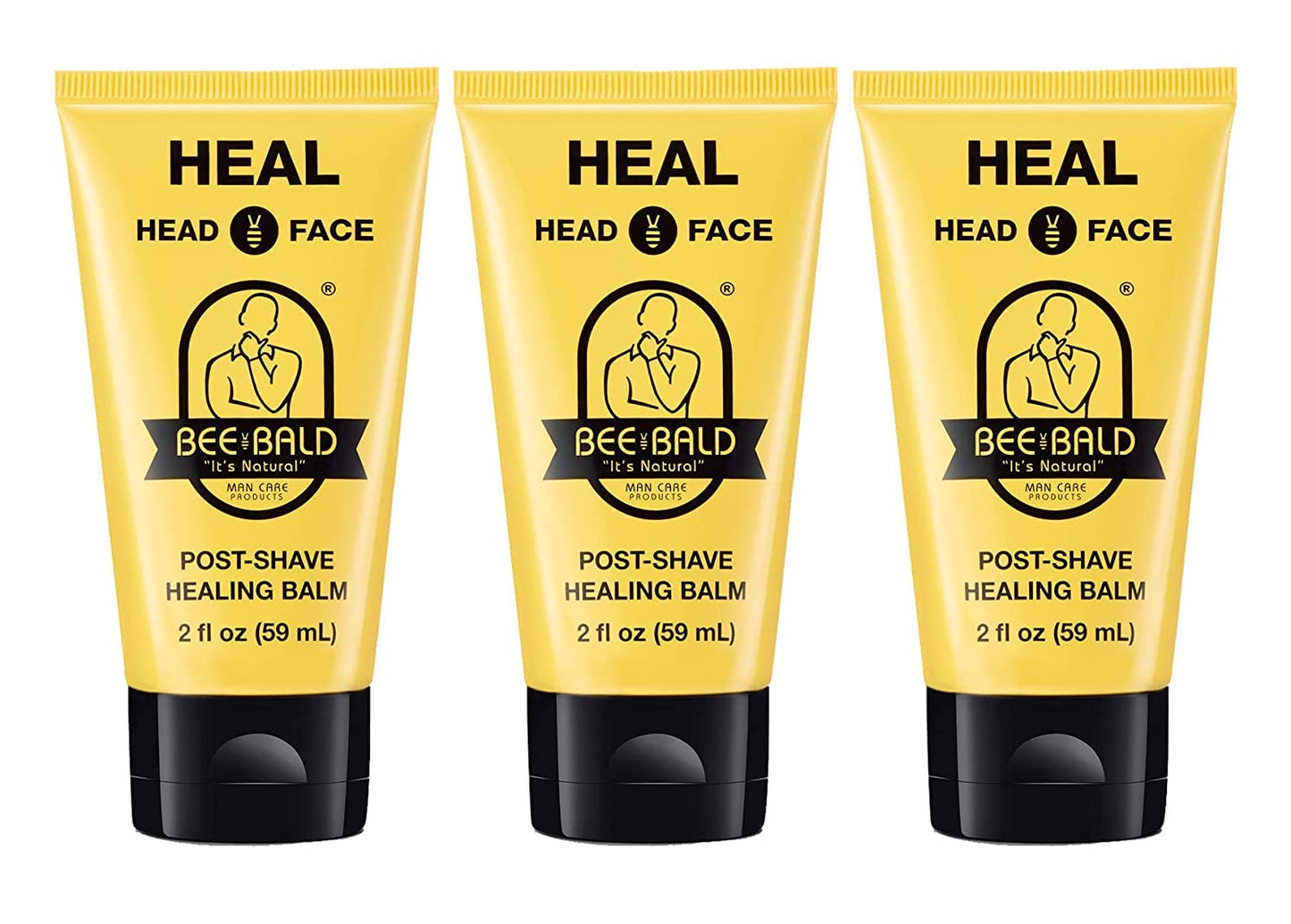 Bee Bald HEAL Aftershave for Men Healing Balm, Immediately Calms & Soothes Damaged Skin, Treats Bumps, Redness, Razor Burn & Other Shaving Irritations, 2 fl oz (Pack of 3)