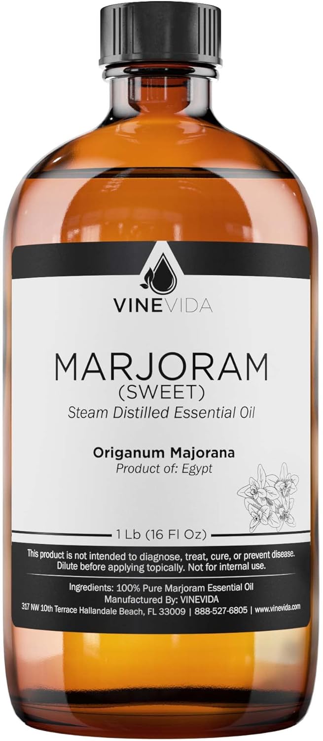 VINEVIDA Marjoram Essential Oil - 16 oz - Undiluted - DIY Candle Scents - Bulk for Soap Making & Skin Safe