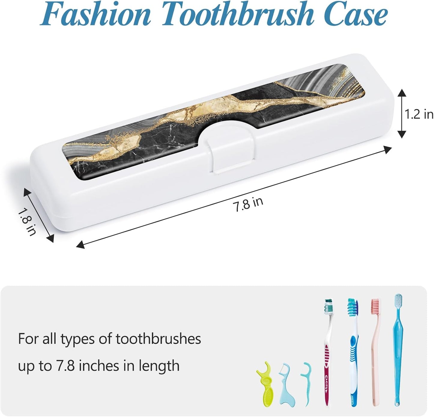 Toothbrush Travel Case - Colorful Pattern, Holder and Covers for Toothbrushes, Includes Tongue Scraper Case