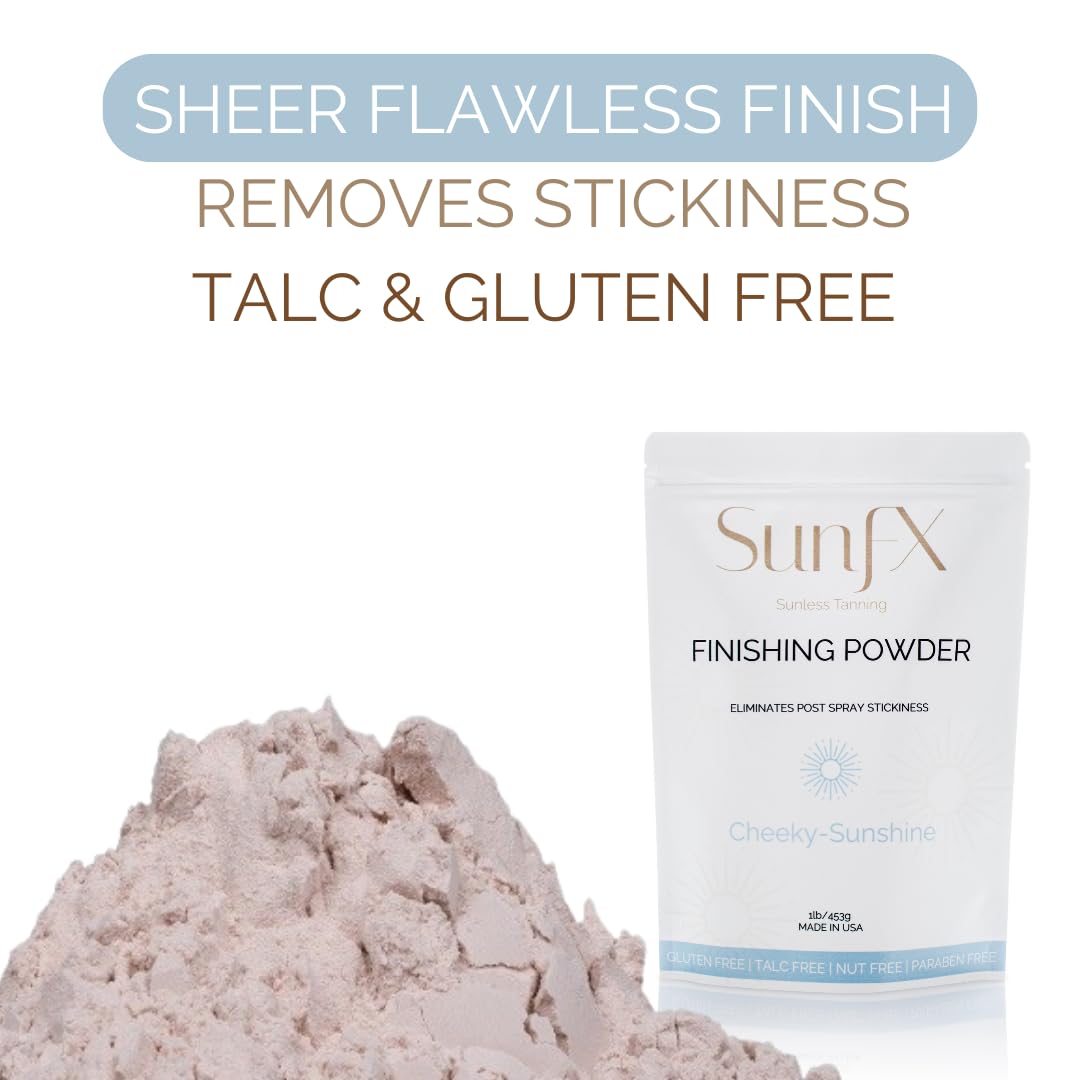 SunFX Post Spray Tan Translucent Finishing Powder | Talc Free | Sunless Tanning Setting Powder | Shimmer | Cheeky-Sunshine - 1lb