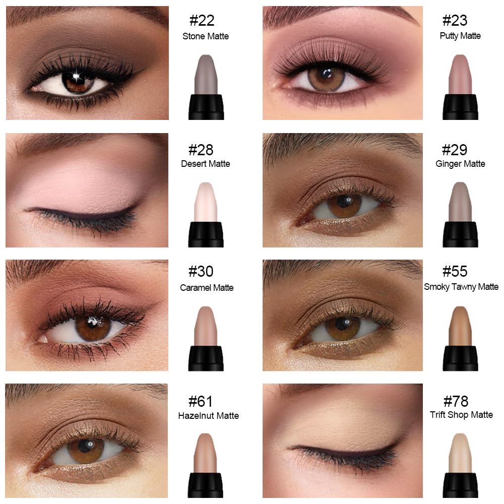 evpct 8Pcs Cream Eyeshadow Stick Set for Older Women, Brown Putty Desert Ginger Nude Brown Caramel Matte, Silky Matte Eyeshadow Applicator Sticks Waterproof, Blendable Eye Makeup sombras para ojos