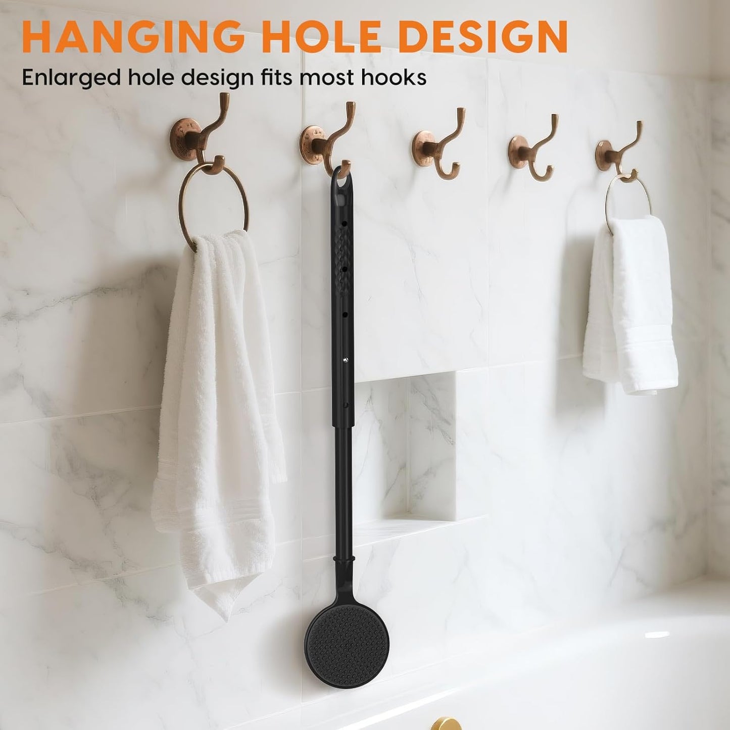 Silicone Back Scrubber for Shower, 24in Adjustable Handle Body Brush, Double Sided Shower Brush for Shower Exfoliating and Massage Can Produce Rich Foam, Long Handle Back Scrubber for Men （Circular）