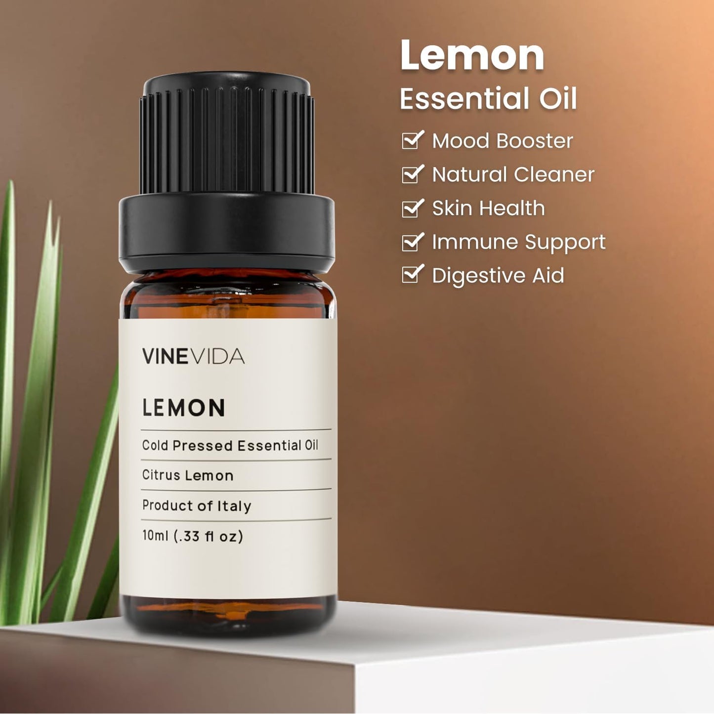 VINEVIDA Lemon Essential Oil 10 mL - Undiluted for Candle Making, Soap Making, DIY Candle Scents - Safe for Skin