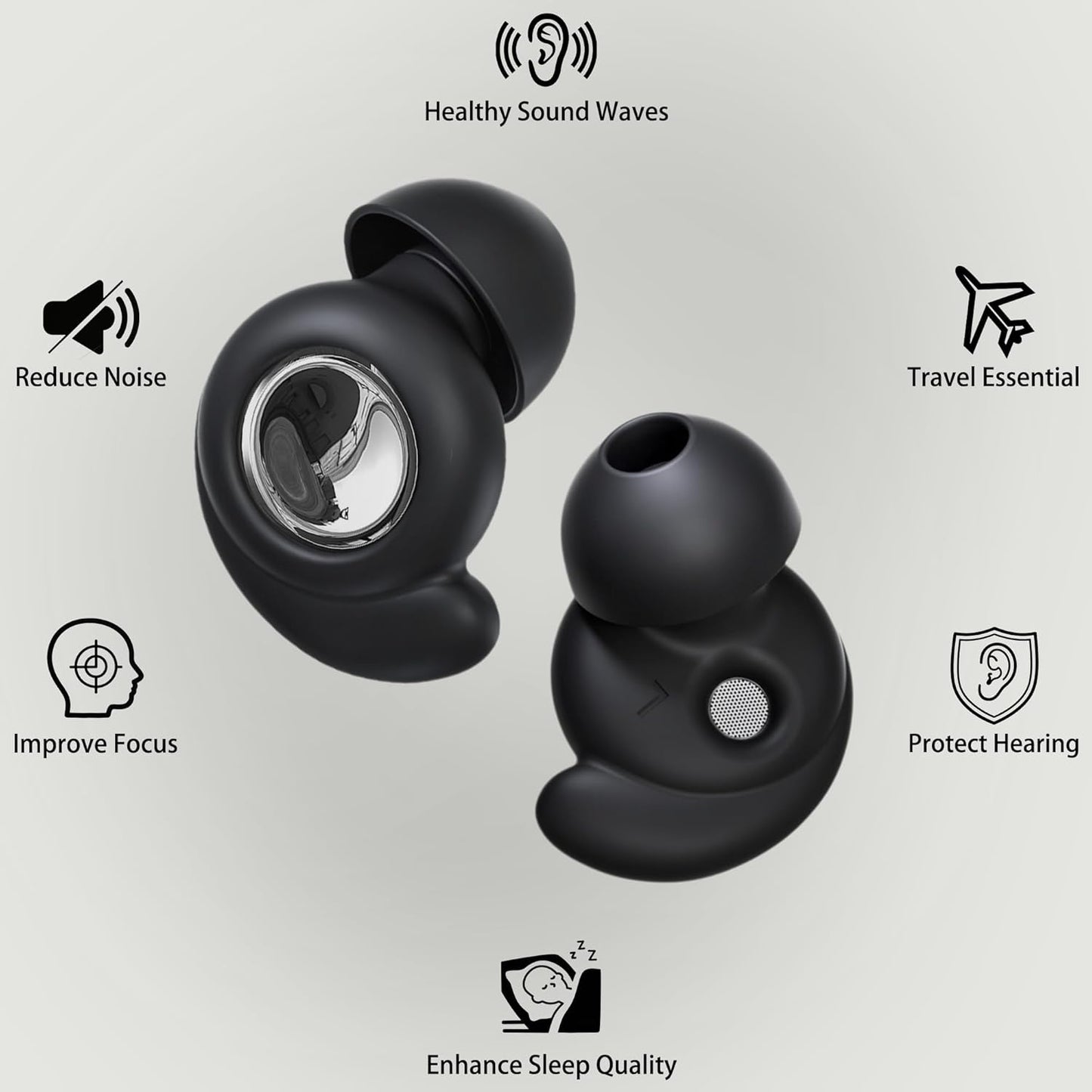 Noise Cancelling Ear Plugs for Sleeping, Reusable 45db Ear Plugs for Noise Reduction, Hearing Protection Earbuds with 8 Ear Tips, Washable Silicone Earplugs for Concert, Travel and Work