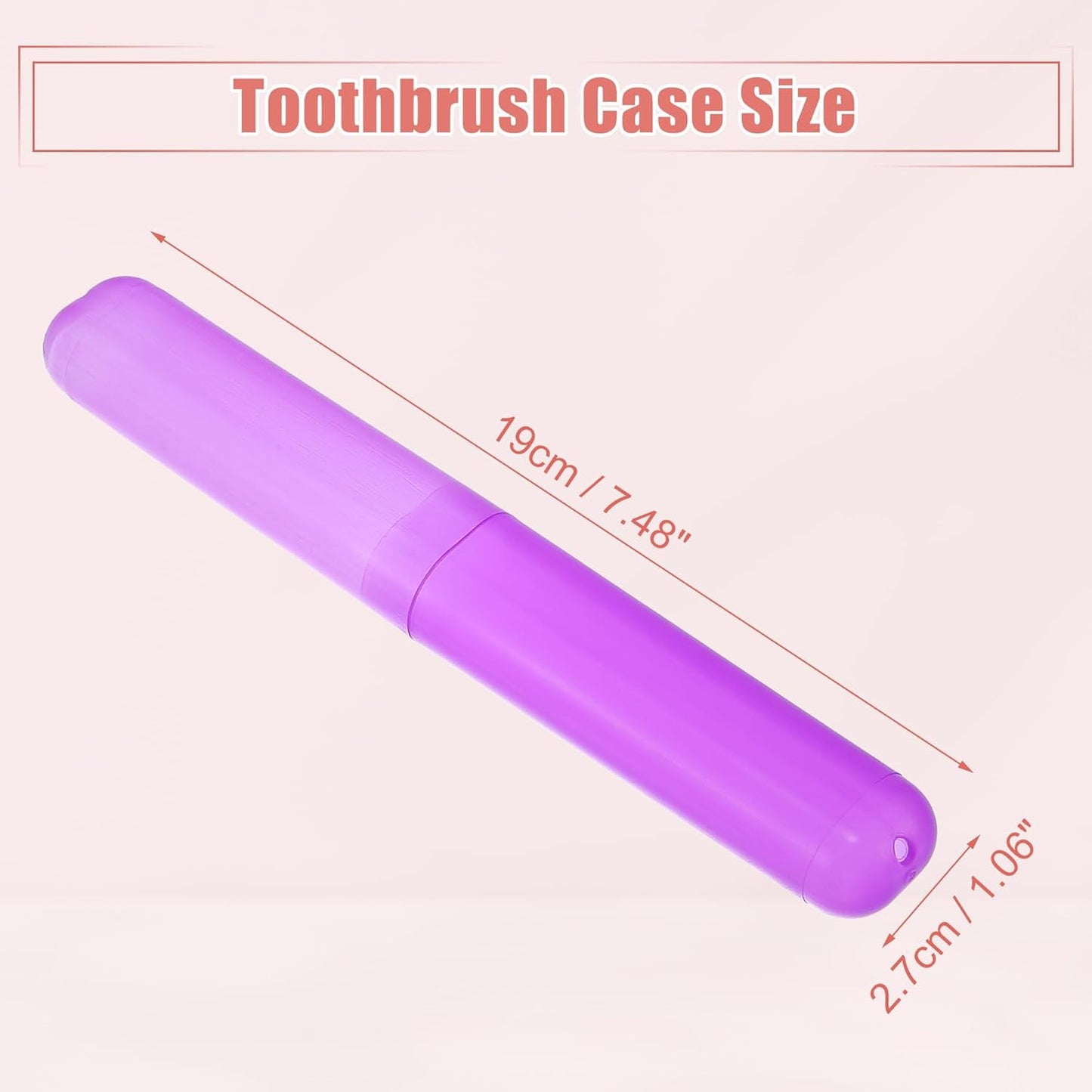 VOCOSTE 2 Pcs, Toothbrush Travel Case, Plastic, Lightweight, Purple, 7.48"x1.06"