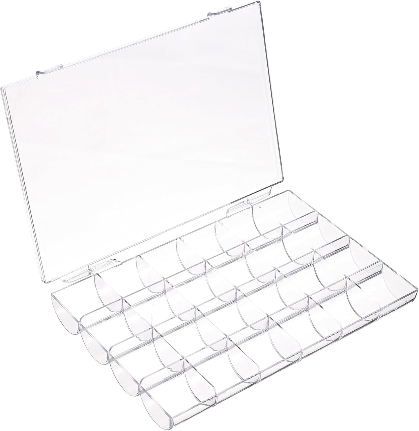 24 Grids Plastic Bead Organizer Box, Acrylic Jewelry Box Organizer Container Nail Rhinestone Display Case for Craft Beads Jewelry Small Parts Sewing Items (Clear)