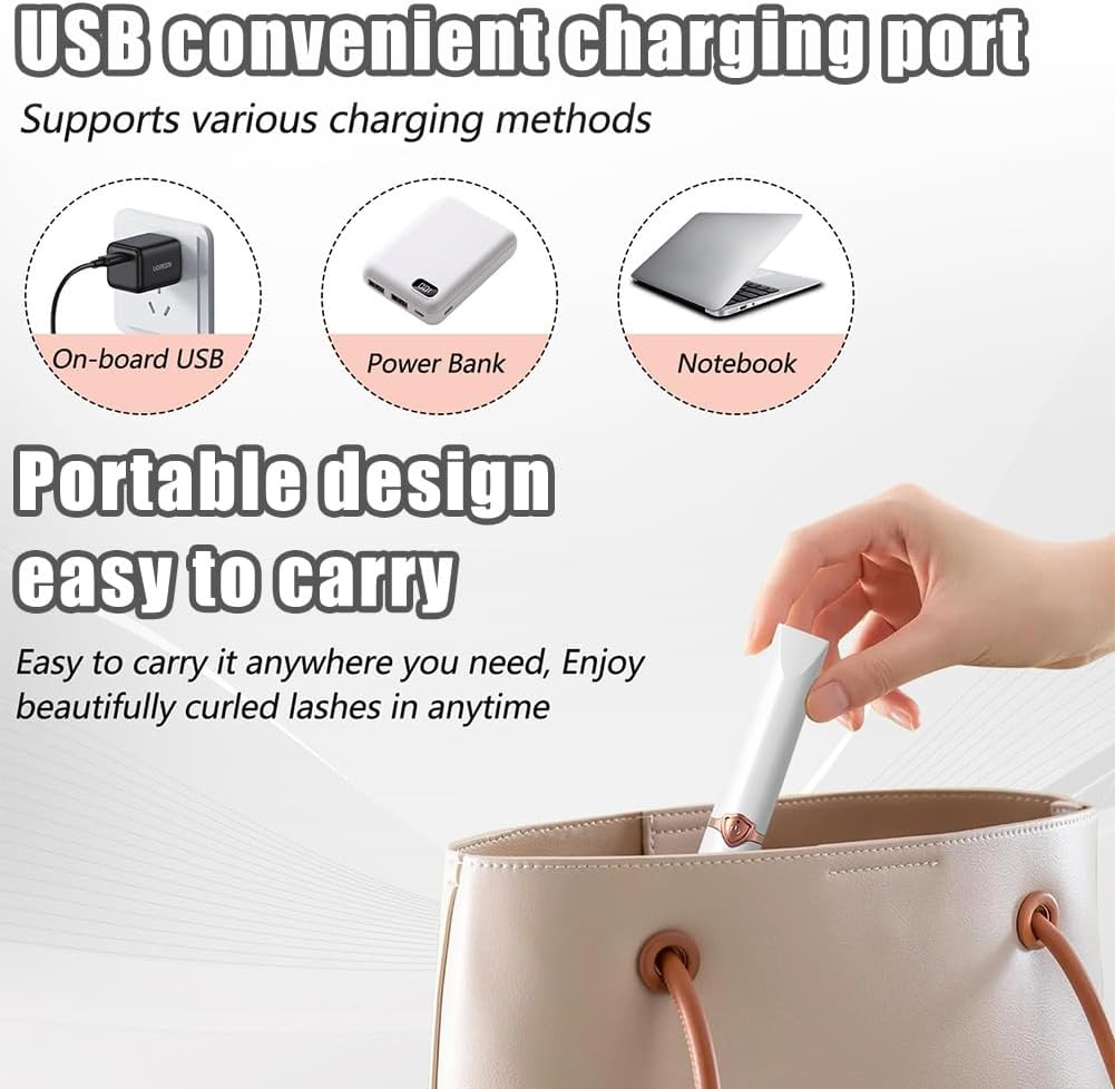 Peshoriadm Eyelash Curler, Electric Eyelash Curler Heated, 2025 New Heated Eyelash Curler with USB Charging, 3 Heat Modes and Smart Temperature Control, Natural Curling 24h Long-Lasting Curl (White)