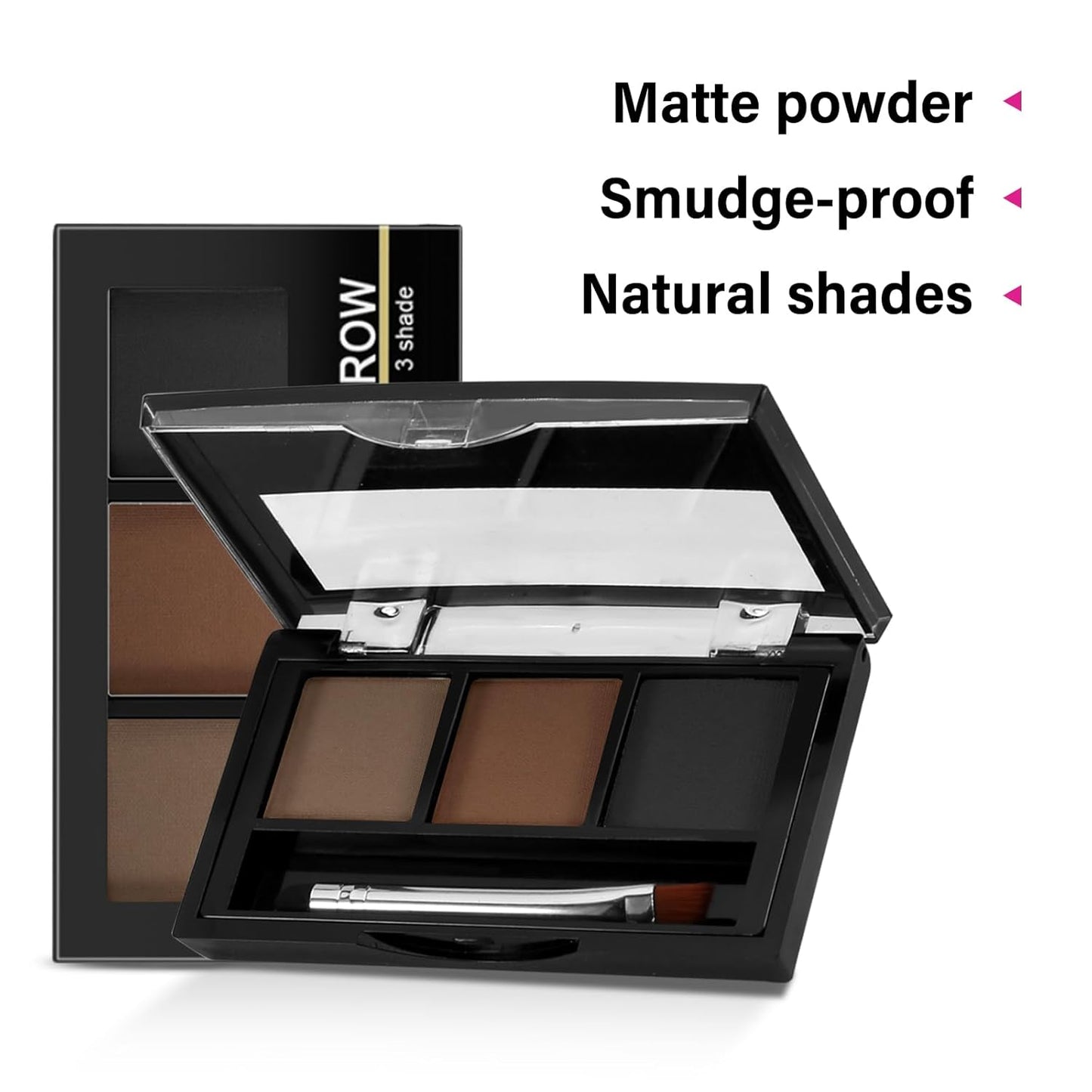 3 Colors Eyebrow Powder Set, Brow Powder Makeup Palette, Defining and Sculpting Brows, Waterproof Eye Contour Kit with Brush Applicator