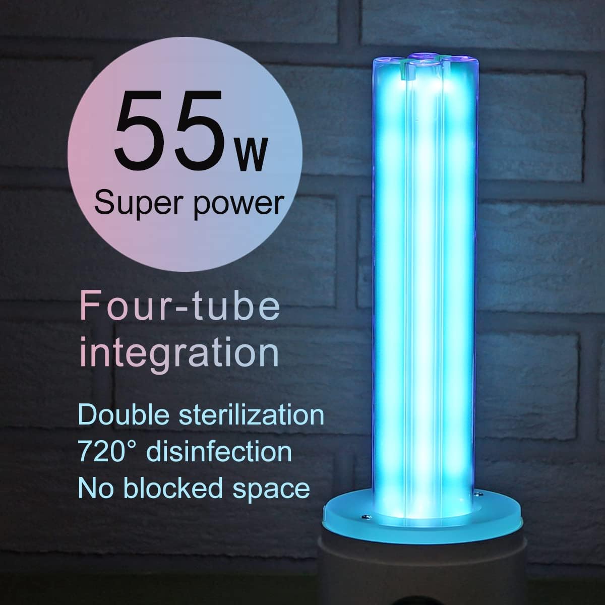 UV Light Sanitizer, 55w 254nm UVC Lamp for Room Surface Disinfection, Kills Bacteria Molds Dust Mites up to 750 sqft, Home/School/Hotel/Travel, 1Y Warranty (Gold Ozone Free)