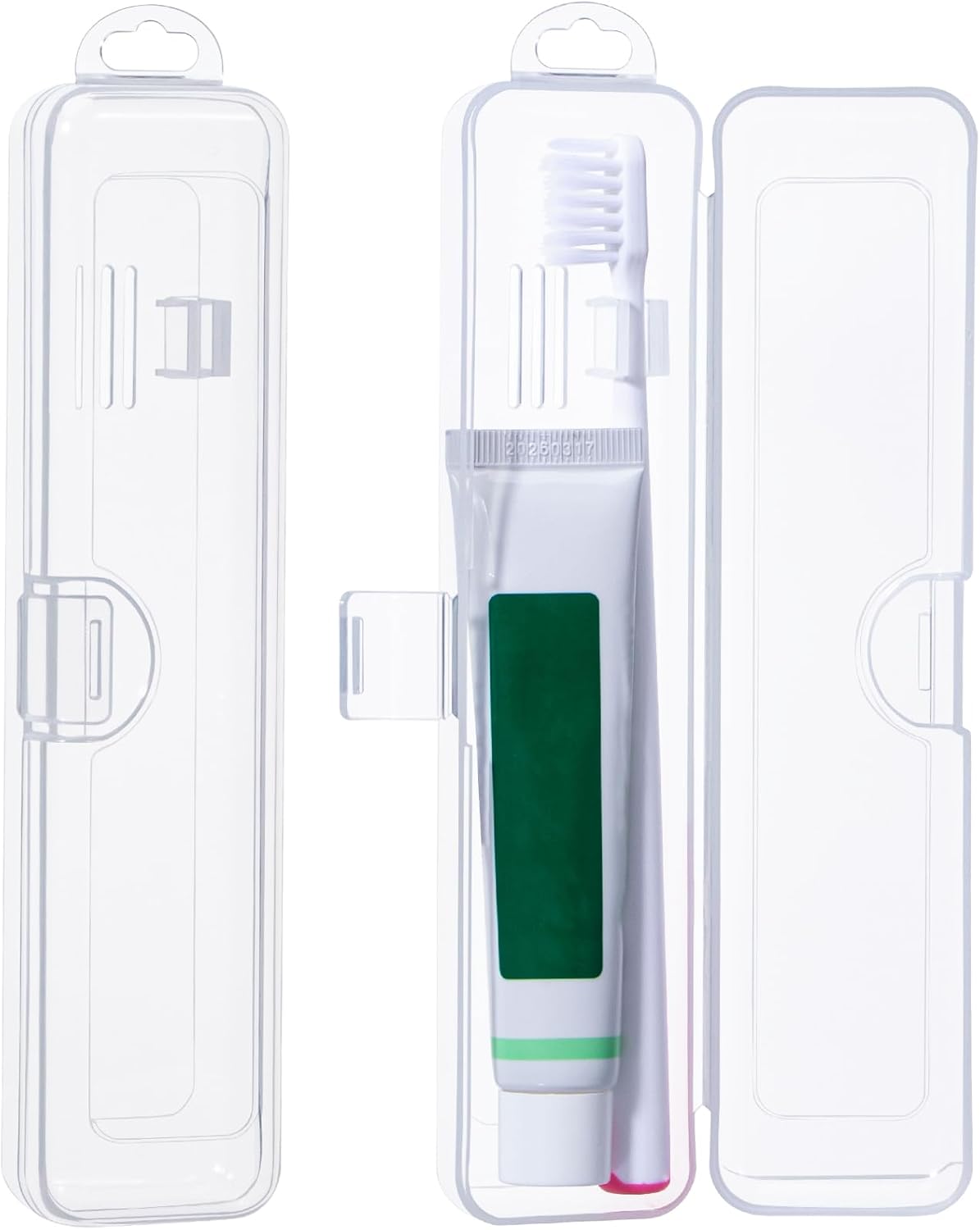 Toothbrush Travel Case 2 Pack, Gamdee Clear Toothbrush Case Holder Travel Size Plastic Toothbrush Holder Toothpaste Storage Container Portable for Traveling, 7.87 x 1.85 x 1.18”