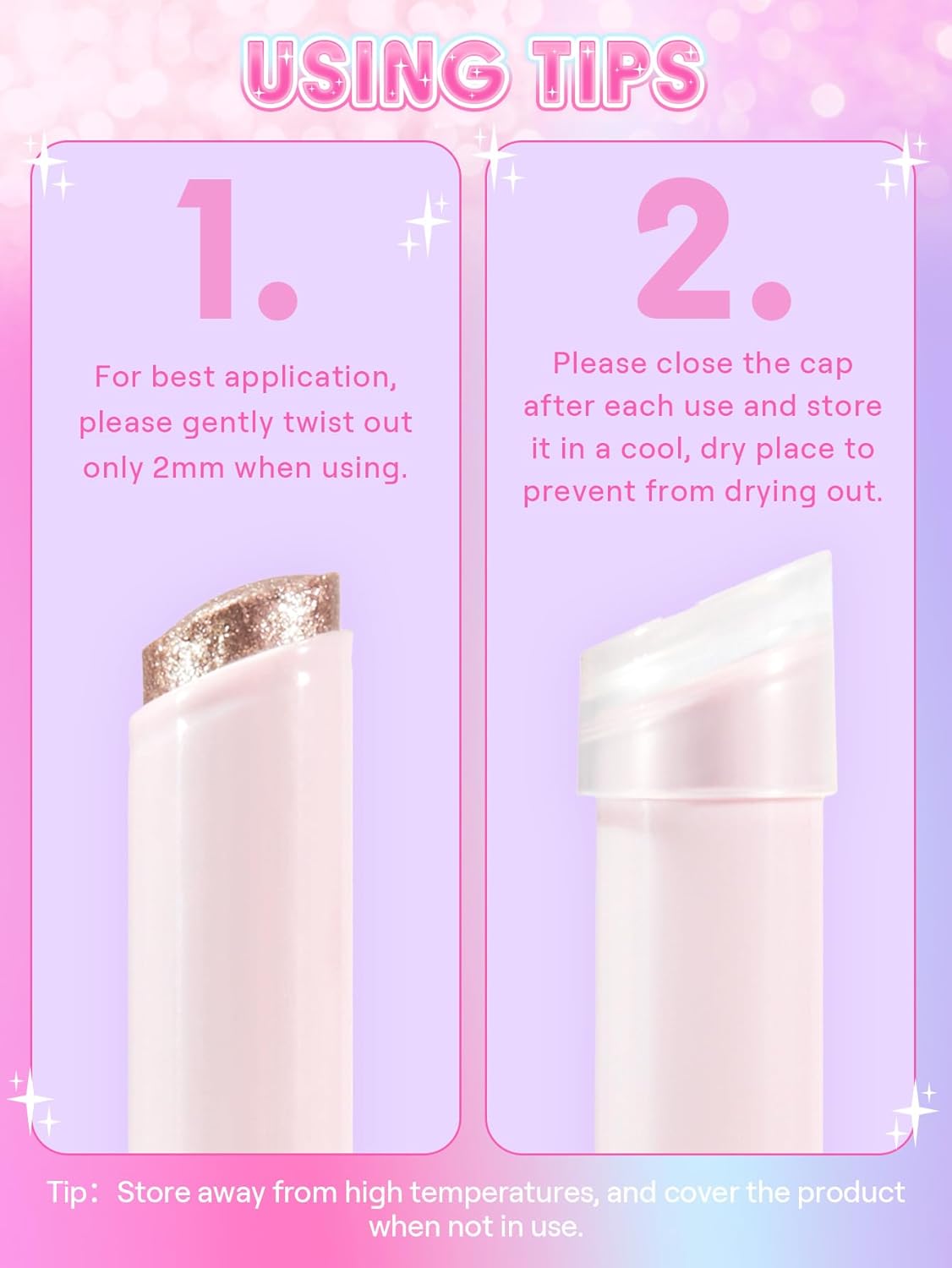 SHEGLAM Crystal Jelly Glaze Stick Eye Shadow Stick Eyeliner Brightener Pencil Crayon with Brush Easy to Blend Long Lasting Shimmer Eyeshadow-Lilac Luster