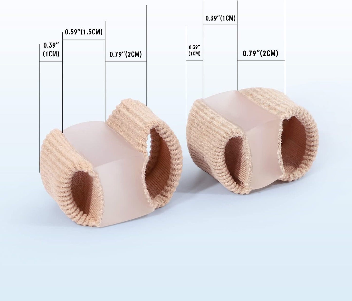 4 PCS Toe Spacers Separators, Wicking& Breathable Fabric Bunion Corrector with Gel Lining for Bunion Pain Relief and Overlapping Toe, Gel Bunion Corrector with Double Loops