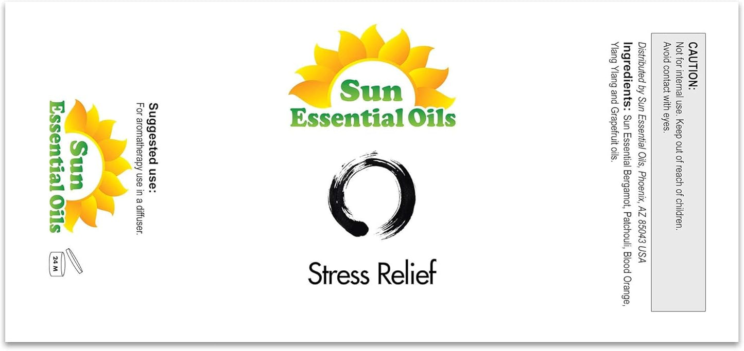 Sun Essential Oils - Stress Relief Blend Essential Oil (Huge 4 Ounce Bottle) Bulk - Calm Essential Oil