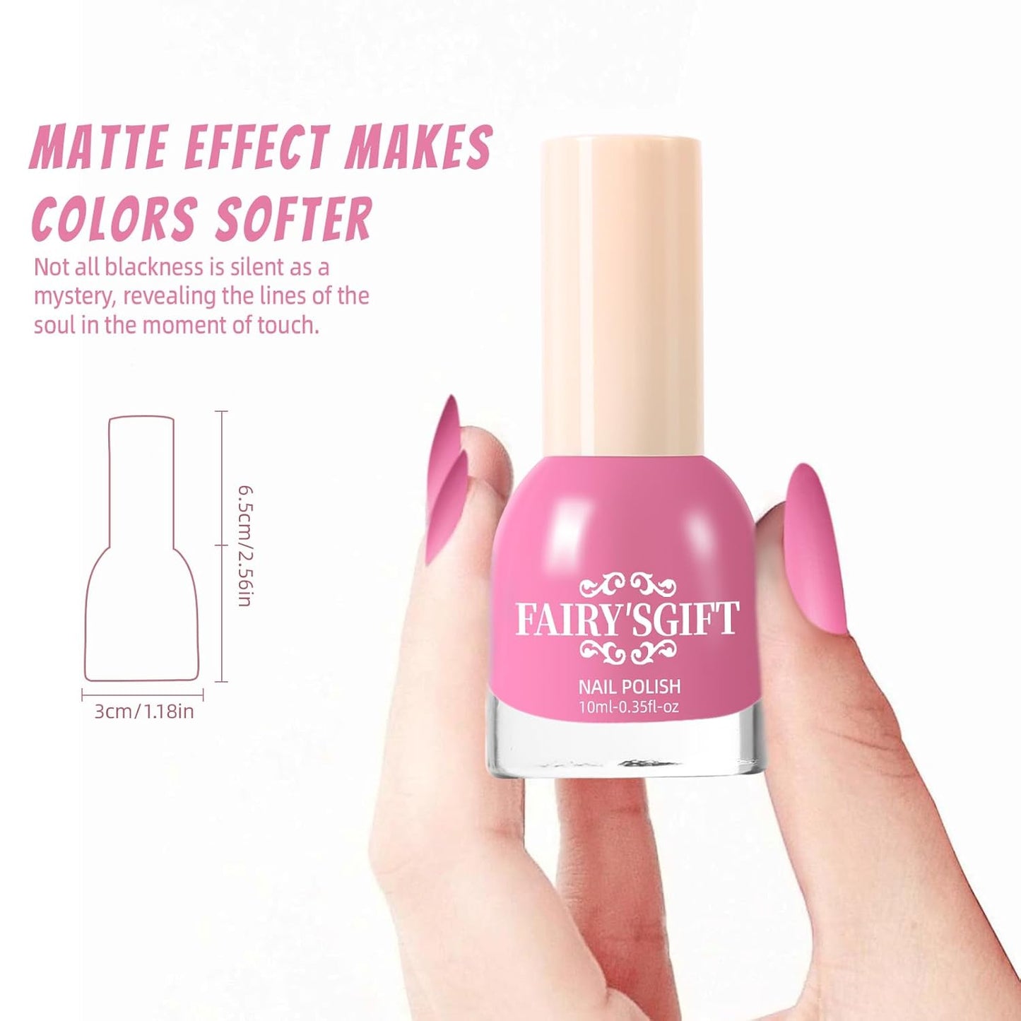 Matte Nail Polish Air Dry Nail Lacquer for Nail Art Varnish, Mist Effect Matte Finish Velvet Nail Polish, 0.35 fl oz (Deep Pink-22, 10 ML)