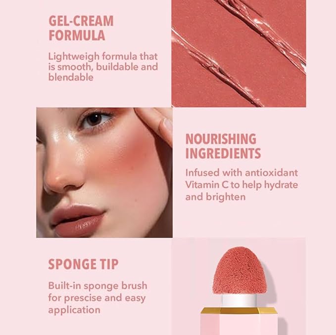 Liquid Blush Makeup, Cream Blush for Cheeks, Waterproof Long Lasting Blush Face Makeup Blush Beauty Wand for Cheeks & Lip Tint Natural Cream Blusher Makeup for All Skin Tones(#03 Spring Break)