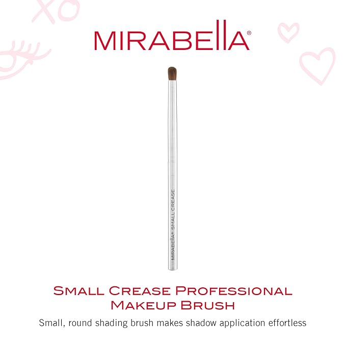 Mirabella Small Crease Eyeshadow Brush, Premium Professional Makeup Brush Collection, Cruelty-Free Synthetic Bristle Brush, Hand-Sculpted Brushed Aluminum Handle, Luxury Blending Brush for Makeup