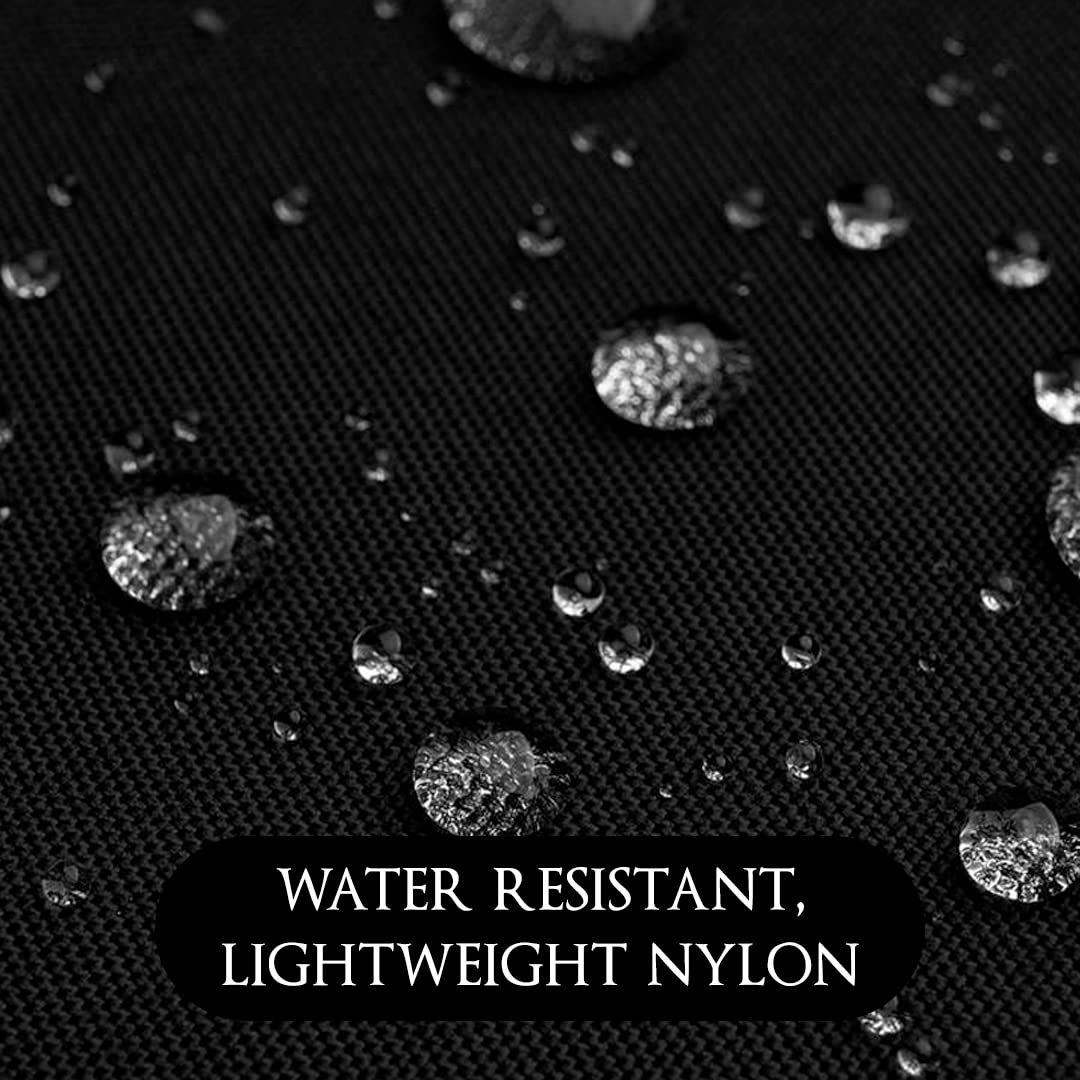 Betty Dain Premier Barber Cutting/Styling Cape, Black Trim Piping, High-end Look, Soft, Lightweight, Water Resistant Nylon, Repels Hair, Snap Closure at Neck, Generous 54 x 60 inch Size, Black
