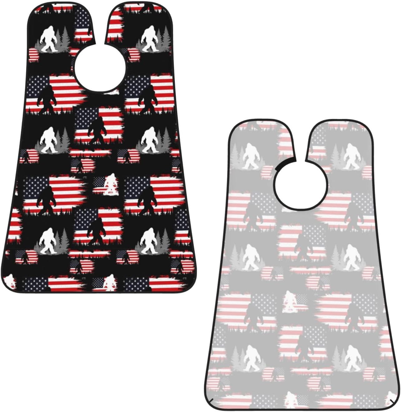 Adjustable Non-Stick Beard Apron, Hair Catcher Cape for Shaving Grooming, Waterproof with Suction Cups Men, Sasquatch USA American Flag Shave Bib