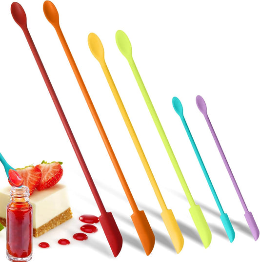 Colorful 6 Pcs Mini Silicone Spatula Set, Makeup & Tiny Spatulas for Cosmetics & Kitchen Use