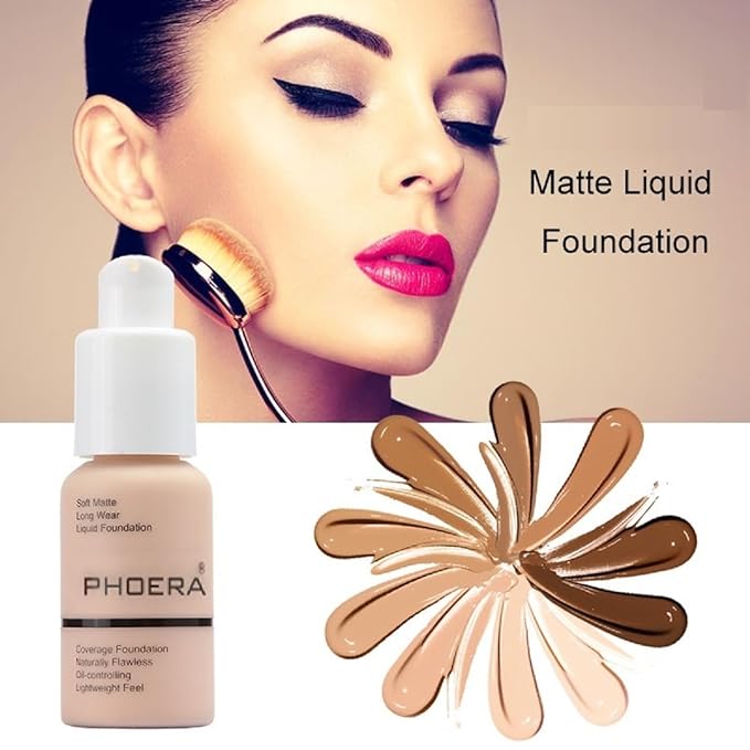 2 Pack PHOERA Foundation 103 Warm Peach Makeup,Full Coverage Foundation for Women and Girls