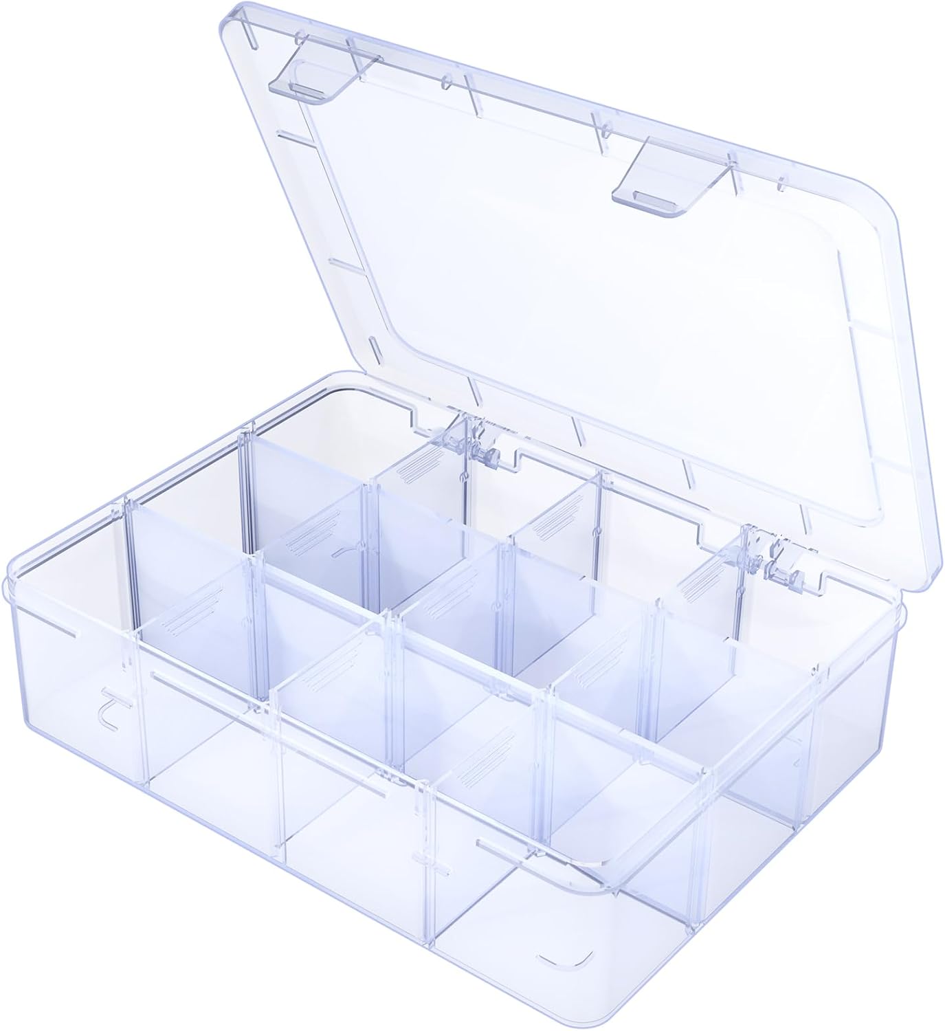 Large Clear Organizer Box,12 Grids Organizer Box with Removable Dividers for Jewelry,Bead Storage,Plastic Compartment Container for Tool Tackle(8.8 x 7.1 x 2.3 in)