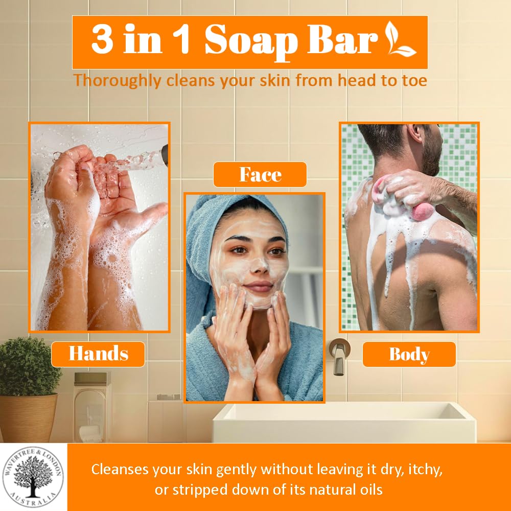 Wavertree & London Sicilian Orange Scented Natural Soap (8 Bars), 7oz Moisturizing French Triple Milled Soap Bars enriched with shea butter - Pure Plant Oil Bath & Body Soap for All Skin Types