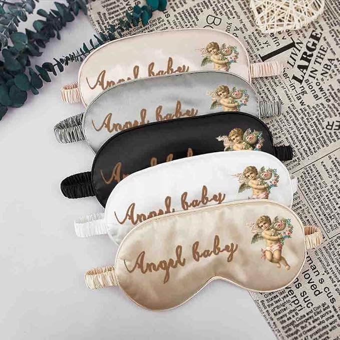 Personalized Eye Masks for Sleeping Add Photo Text Logo Name for Wedding Favor Satin Bachelorette Bridesmaid Gift Black