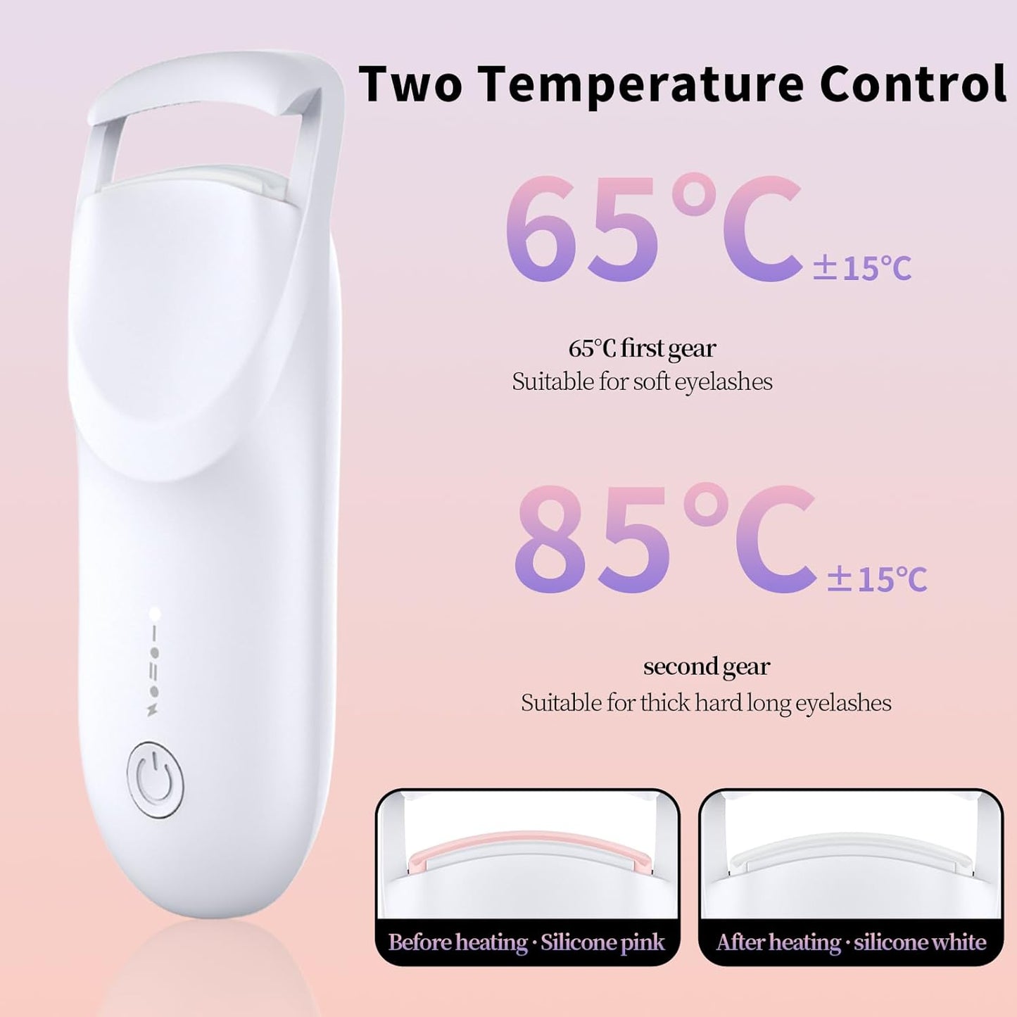 Heated Eyelash Curler with LED Display, Rechargeable Lash Curler with Adjustable Temperature, Auto-Off, Natural & Long-Lasting Curl