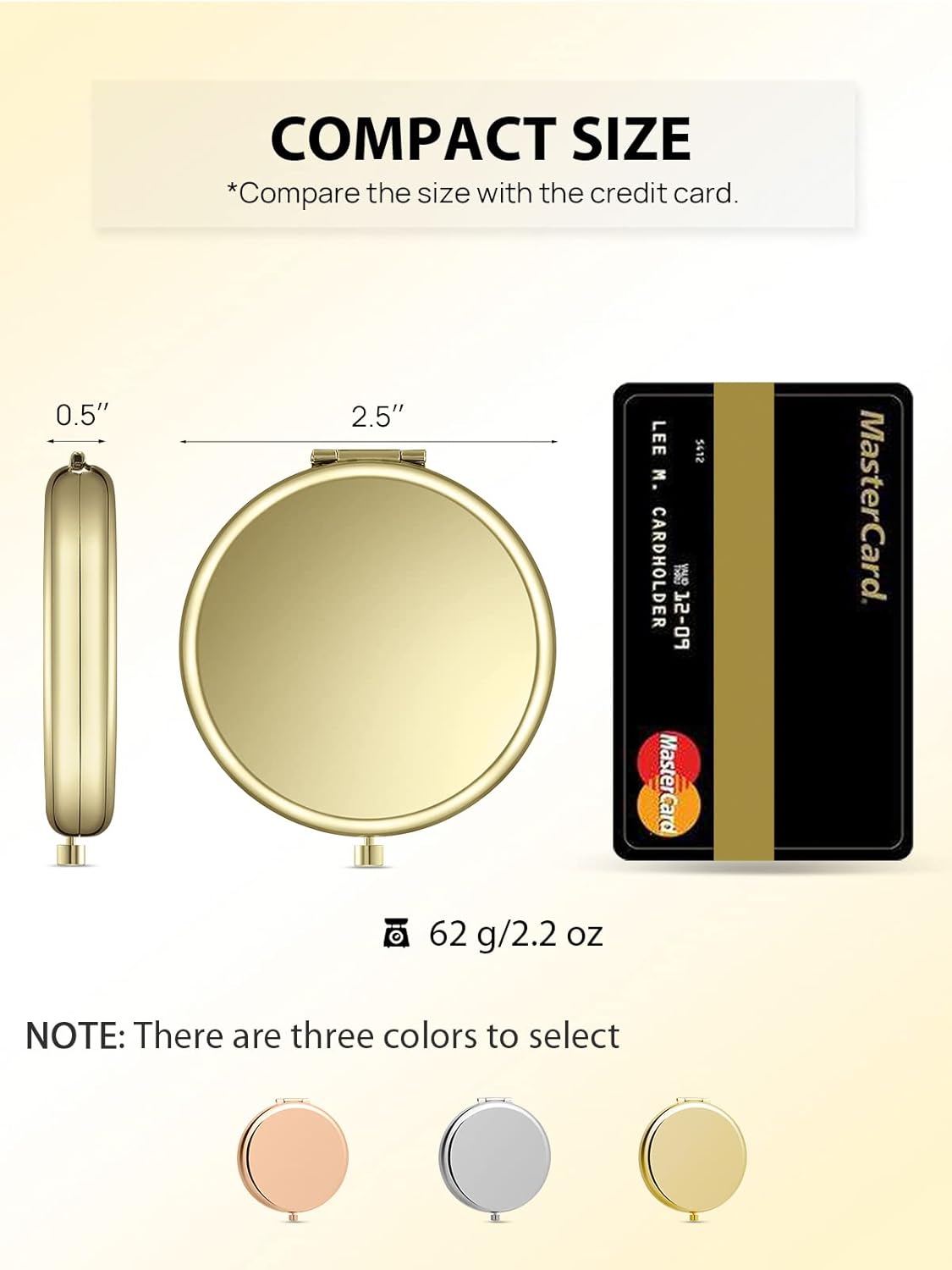 Compact Mirror Bulk, Pack of 6 Double-Sided 1X/2X Magnifying Metal Makeup Mirrors(Round, Gold)