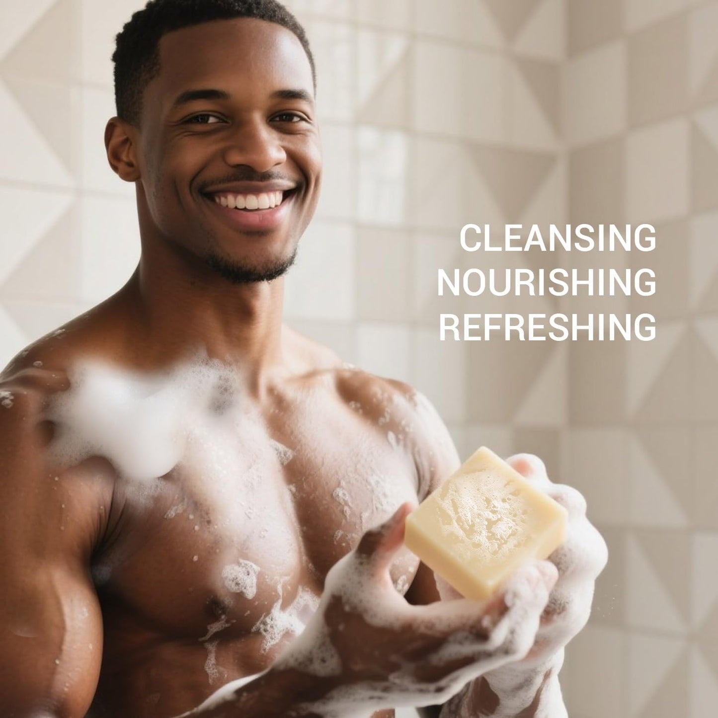 Rinse & Robust 4 Pack Men’s Bar Soap Gift Set, Goat Milk Soap Bar Gift Box, Nourishing Natural Bar Soap Set for Men, No Harsh Chemicals, Includes A Lathering Net, Sandalwood Scented| 5.3 oz of 4 Bars