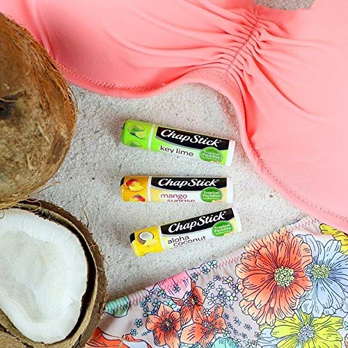 Chapstick Limited Edition Tropical Paradise Collection Aloha Coconut Flavored Skin Protectant Lip Balm Tube - Great for Moisturizing & Hydrating Chapped, Cracked, Dry Lips â€“ 0.15oz Each, 12 Sticks