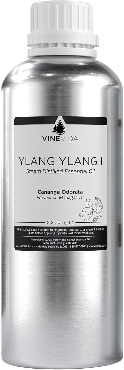 VINEVIDA Ylang Ylang Essential Oil 32 oz - Undiluted Candle Oil Scent for DIY Candlemaking - Bulk Essential Oil for Soap Making Safe for Skin