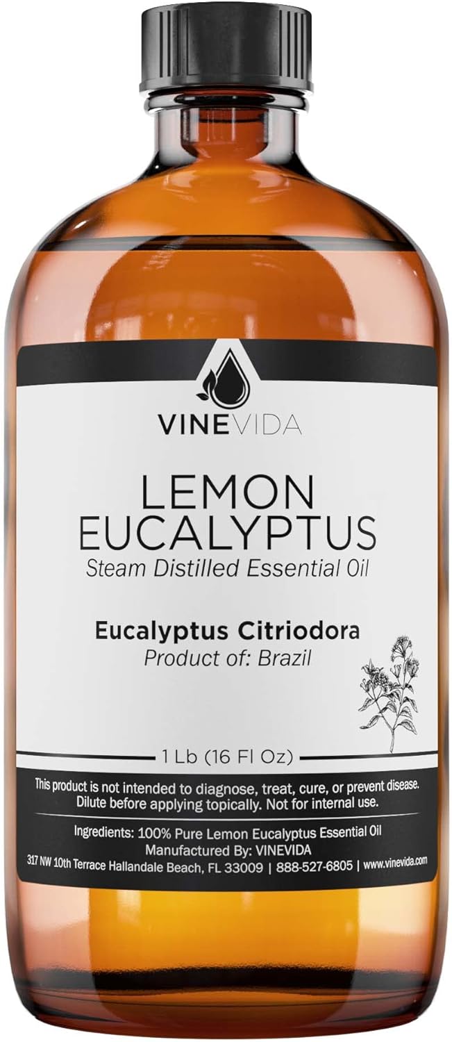 VINEVIDA Lemon Eucalyptus Essential Oil 16 oz - Undiluted Lemon Eucalyptus Oil 16 oz - Lemon Eucalyptus Candle Oil Scent - DIY Candle Scents for Candlemaking - Bulk Essential Oil for Soap Making