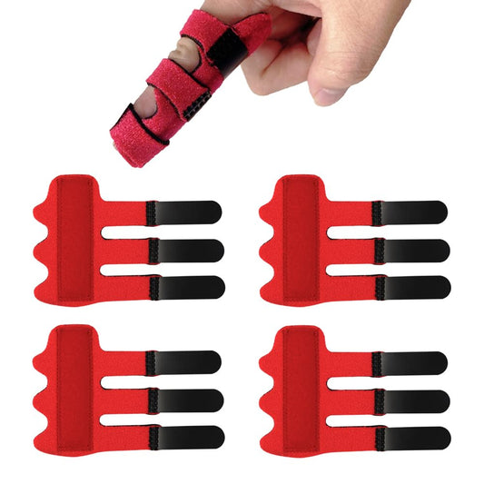 Upgraded Finger Splints (4Pcs), Trigger Finger Splint Finger Brace with 3 Fixing Strap for Mallet Finger, Broken Finger Protector, Knuckle Immobilization, Straightening Support, Arthritis Pain Relief