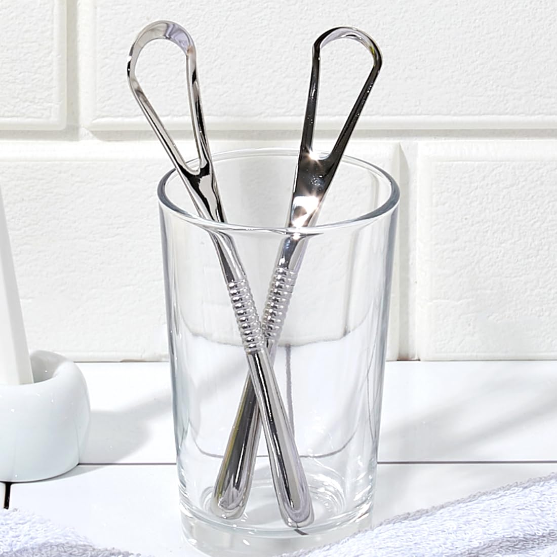 IBANCOOL Tongue Scraper – 316L Stainless Steel Tongue Cleaner with Ergonomic Design to Minimize Gag Reflex, Deep Cleaning Tool, Made in Korea (Wide type for Adults)